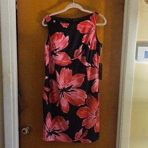 Floral Sleeveless Dress - Black and Red - Jones New York